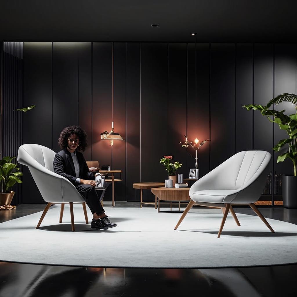 Designer présentant un meuble design